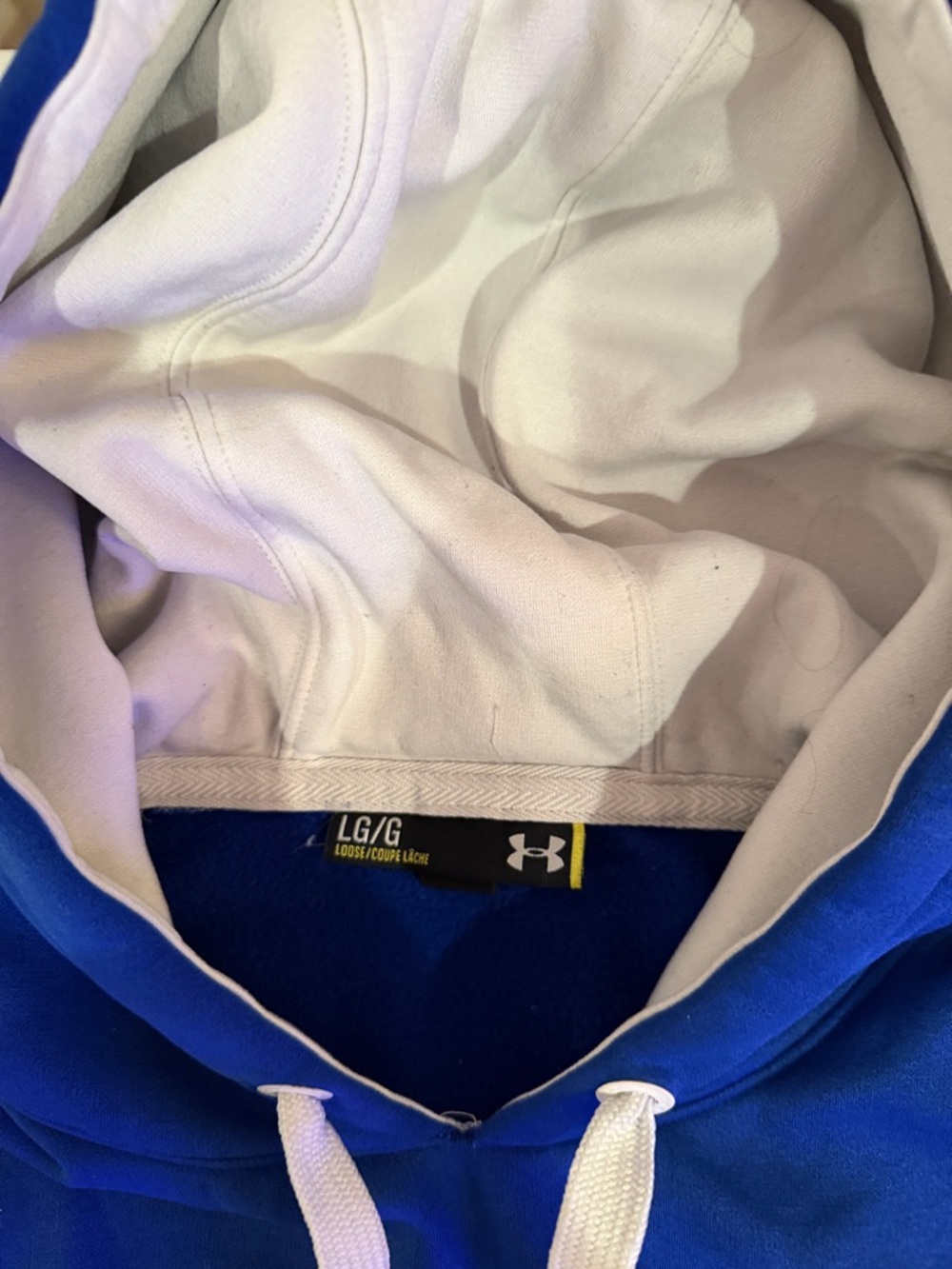 Under Armour Royal Blue Crewneck Hoodie with White Logo - Picture 2 of 2